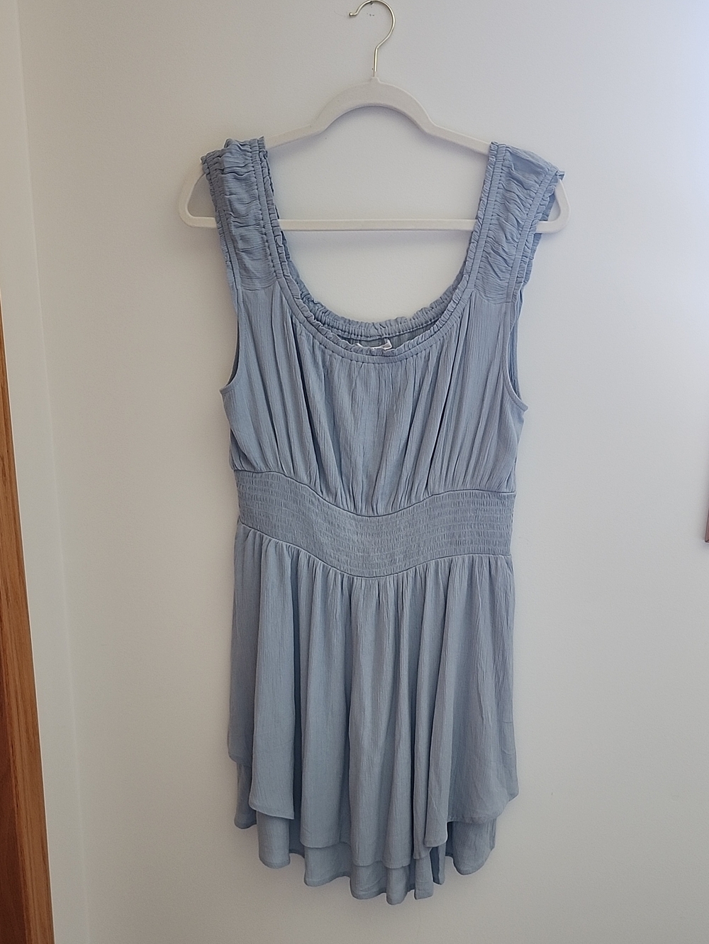 O'Neil Light Blue Gauze Off-Shoulder Dress